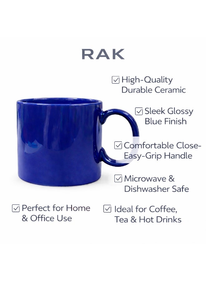 RAK Blue Ceramic Mug 330ml Modern Glossy Finish Durable Ceramic Coffee and Teacup Microwave and Dishwasher Safe for Home and Office Kitchen Use - Image 2